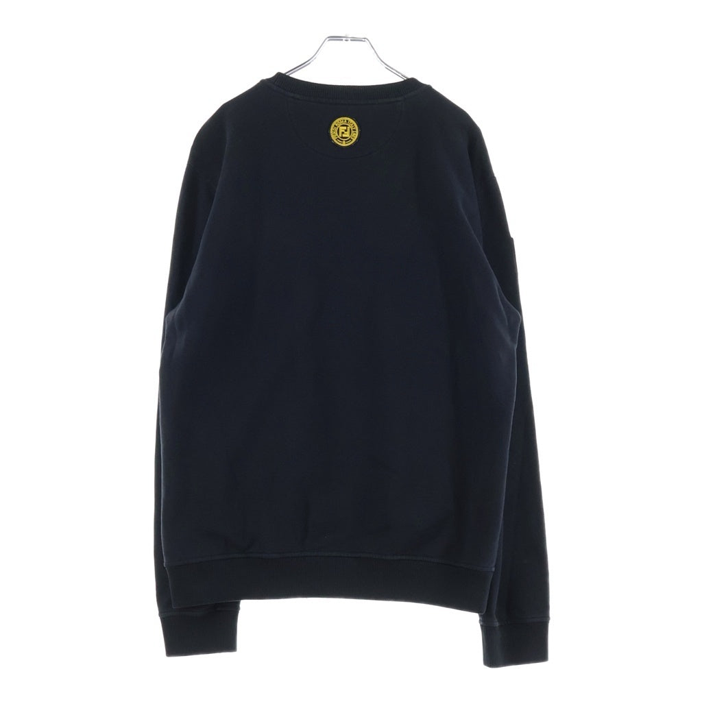FENDI(フェンディ) 21SS Front Embroidery Sweat ROMA ロゴ刺繍 フロントエンブロイダリー クルーネック長袖スウェットトレーナー ブラック FY0178 AEA6
