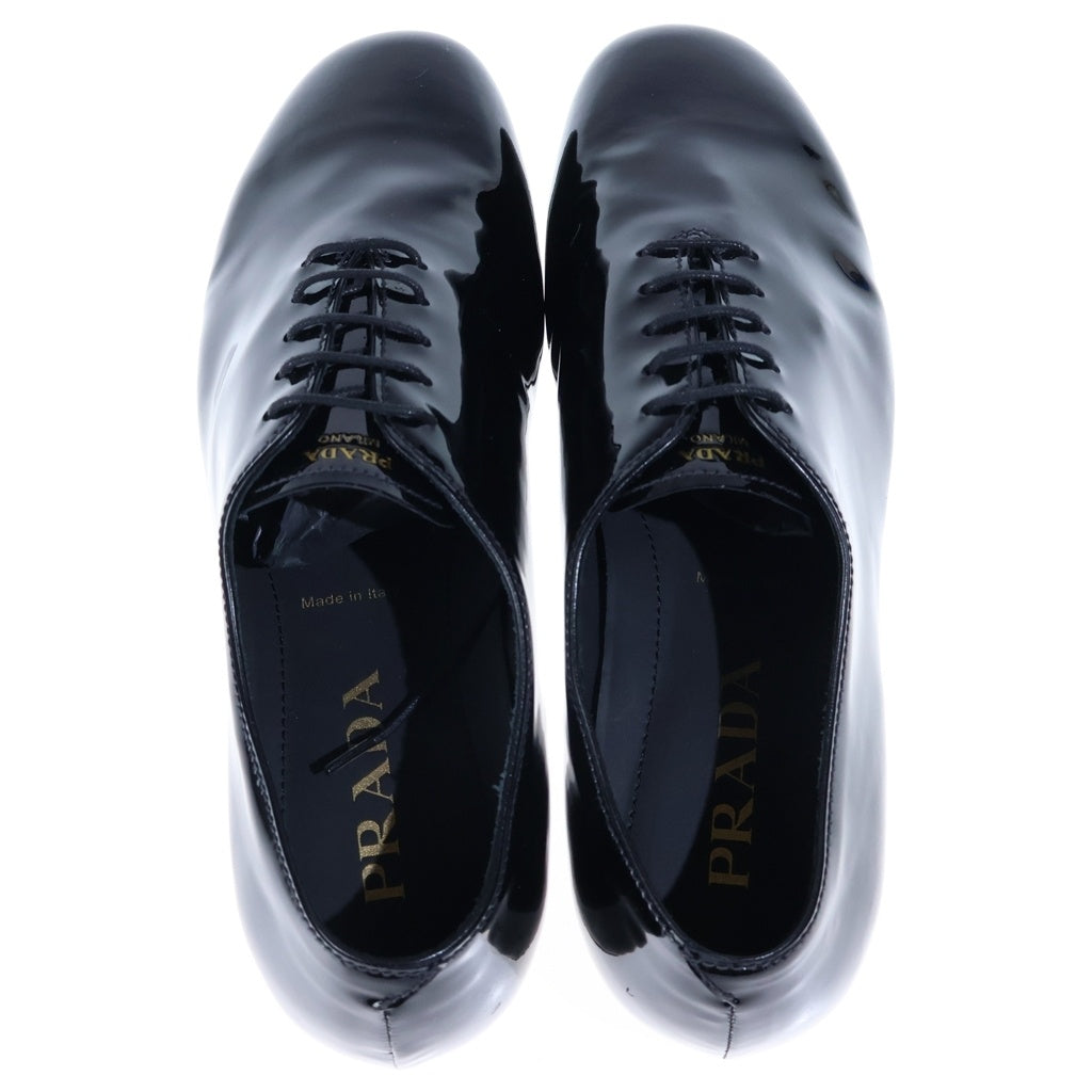 PRADA(プラダ) エナメル フロントロゴ レースアップドレスシューズ ローファー ブラック 2EG448 069