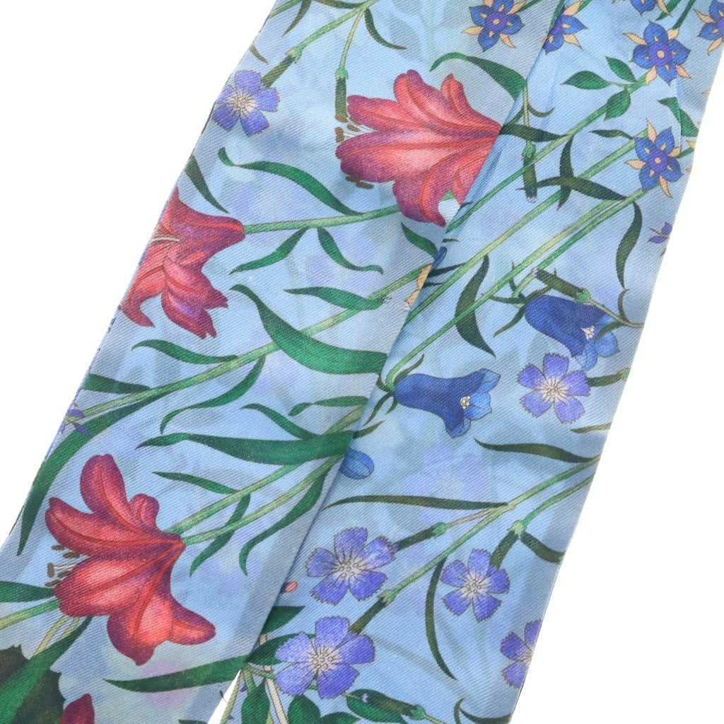 GUCCI(グッチ) FloralPrint フローラル プリント シルクネックボウ 花柄 ツイリー ブルー 476482 レディース