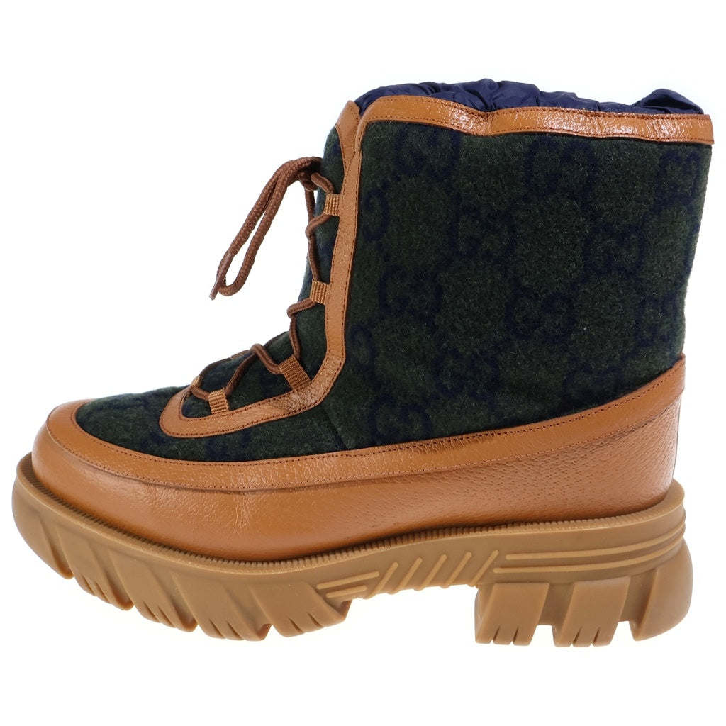 GUCCI(グッチ) LOGO ANCLE BOOTS ロゴアンクル厚底ブーツ ブラウン