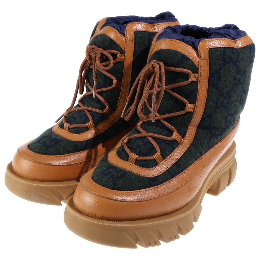 GUCCI(グッチ) LOGO ANCLE BOOTS ロゴアンクル厚底ブーツ ブラウン
