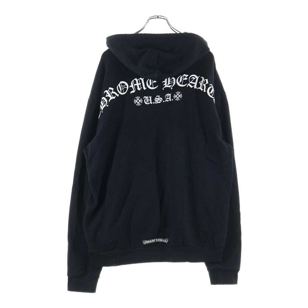 CHROME HEARTS(クロムハーツ) T-Bar Pullover Hoodie ティーバー USA バックアーチロゴプリント プルオーバー長袖スウェットパーカー フーディ ブラック