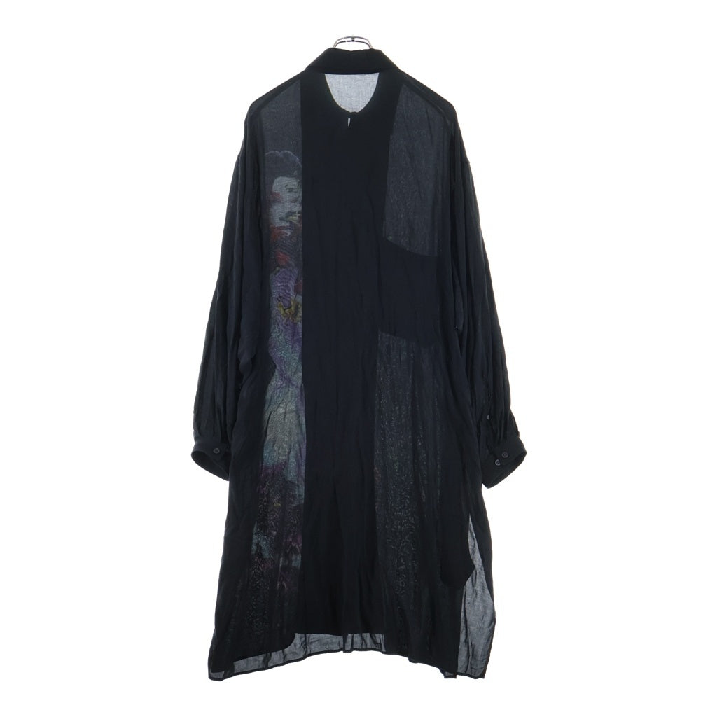 Yohji Yamamoto POUR HOMME(ヨウジヤマモト プールオム) 19SS ONNA3ブラウス 花と女プリント長袖シャツ ブラック HH-B82-227