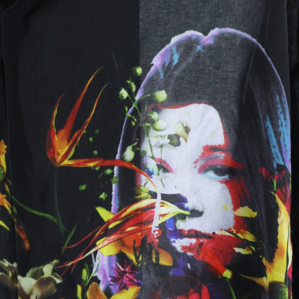 Yohji Yamamoto POUR HOMME(ヨウジヤマモト プールオム) 19SS ONNA3ブラウス 花と女プリント長袖シャツ ブラック HH-B82-227