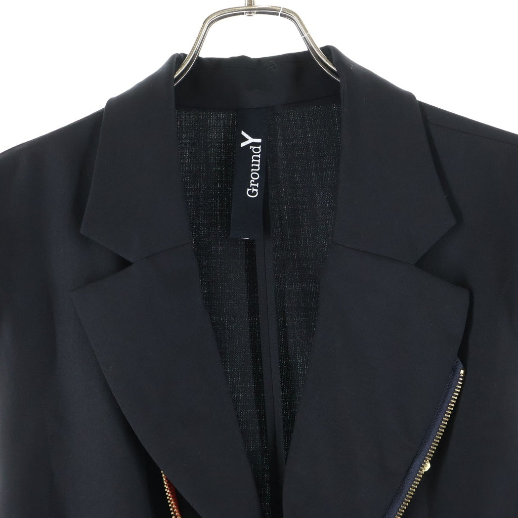 Ground Y(グラウンドワイ) 18AW T-W Gabardine Cloak Docking Jacket ギャバジン クローク ドッキング ジャケット ブラック GV-J05-100