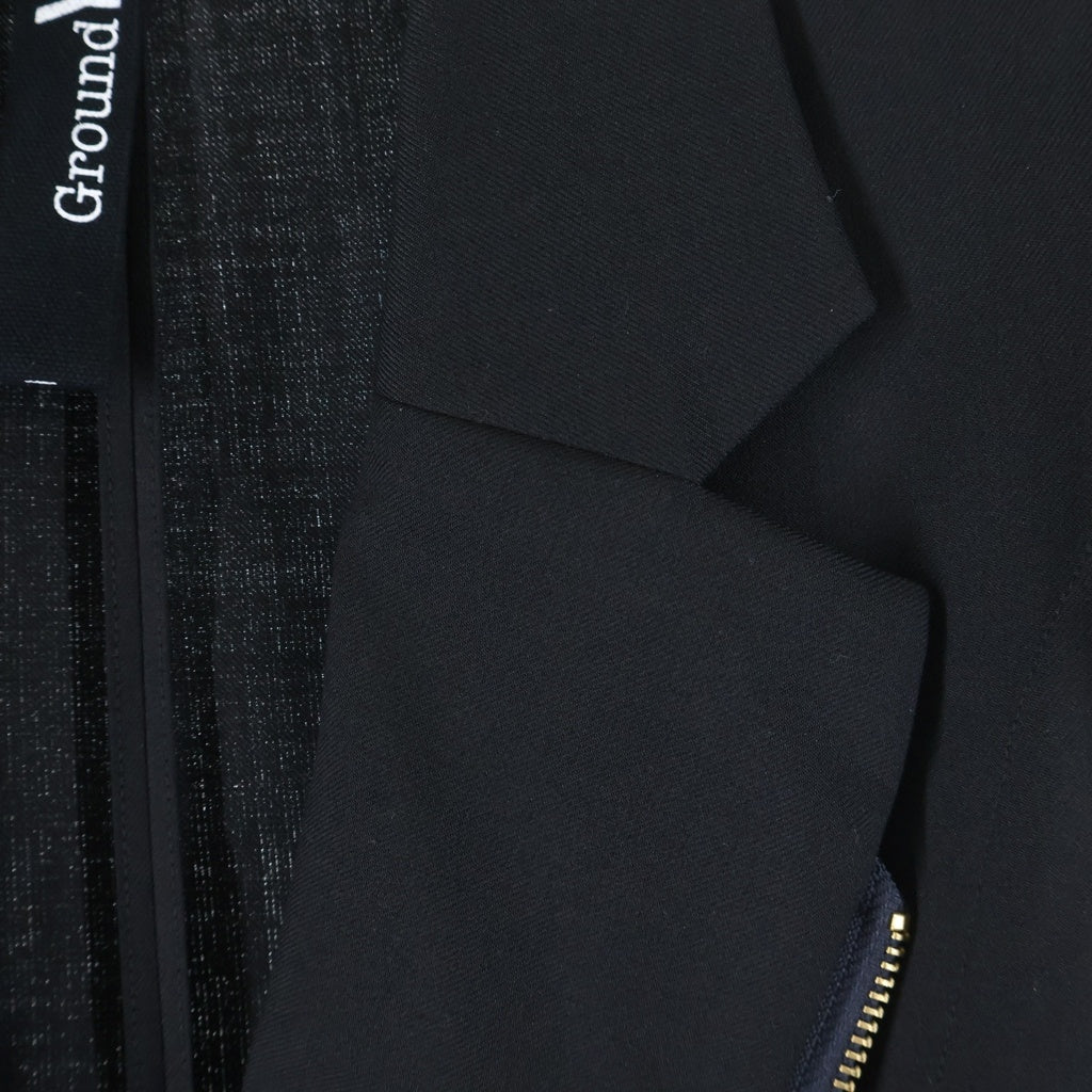 Ground Y(グラウンドワイ) 18AW T-W Gabardine Cloak Docking Jacket ギャバジン クローク ドッキング ジャケット ブラック GV-J05-100