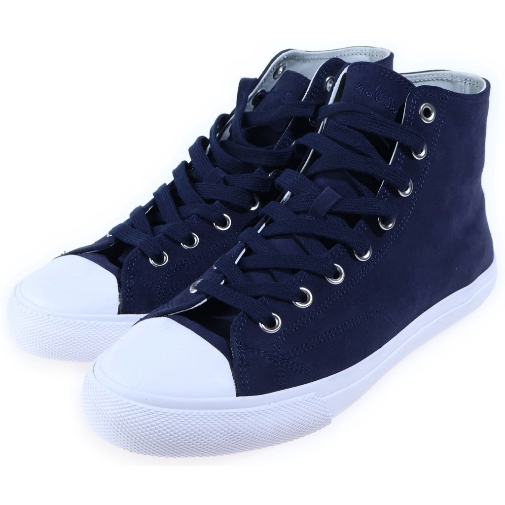 Paul Smith(ポールスミス) Caver Srraiped Grosgrain Trimmed Suede Higi Top Sneakers カーバー ストライプド グログラン トリムド スエード ハイトップ スニーカー ネイビー