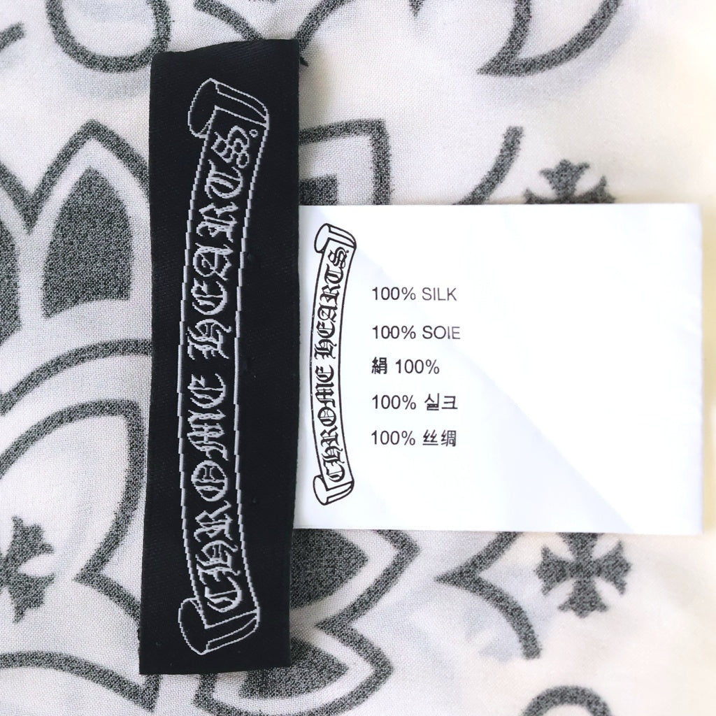 CHROME HEARTS(クロムハーツ) ペイズリー柄 CHプラスシルクバンダナ スカーフ ホワイト