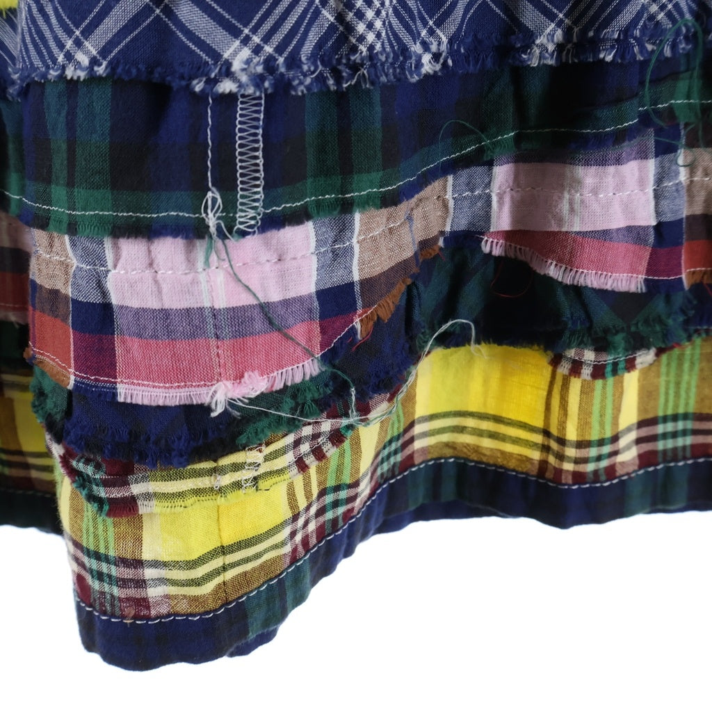tricot COMME des GARCONS(トリコ コム デ ギャルソン) 11SS Patchwork Checkered Flared Midi Skirt パッチワーク チェッカード フレア ミディ スカート レディース イエロー TG-S002
