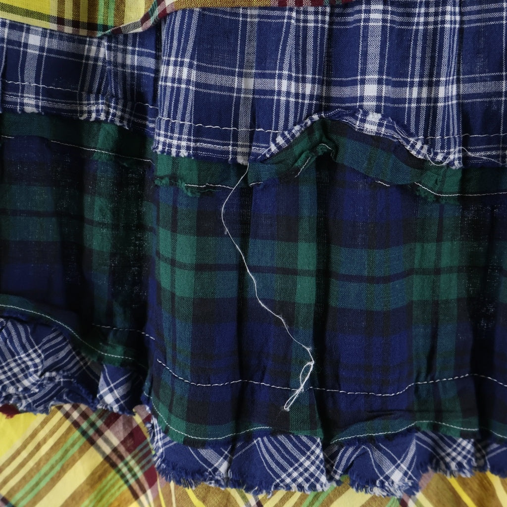 tricot COMME des GARCONS(トリコ コム デ ギャルソン) 11SS Patchwork Checkered Flared Midi Skirt パッチワーク チェッカード フレア ミディ スカート レディース イエロー TG-S002