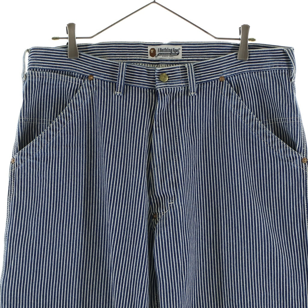 A BATHING APE(アベイシングエイプ) HICKORY DENIM PAINTER PANTS ヒッコリー デニムペインターパンツ ブルー