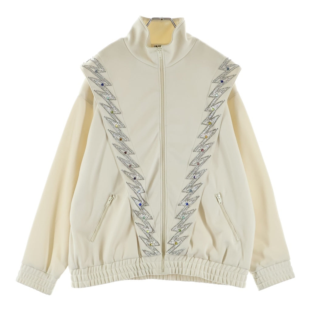 CELINE(セリーヌ) 23SS Embellished Jersey Track Jacket スタッズ ビジュー トラックジャケット ジャージ アイボリー 82Y73A121O.01XD 2Y73A121O.01XD