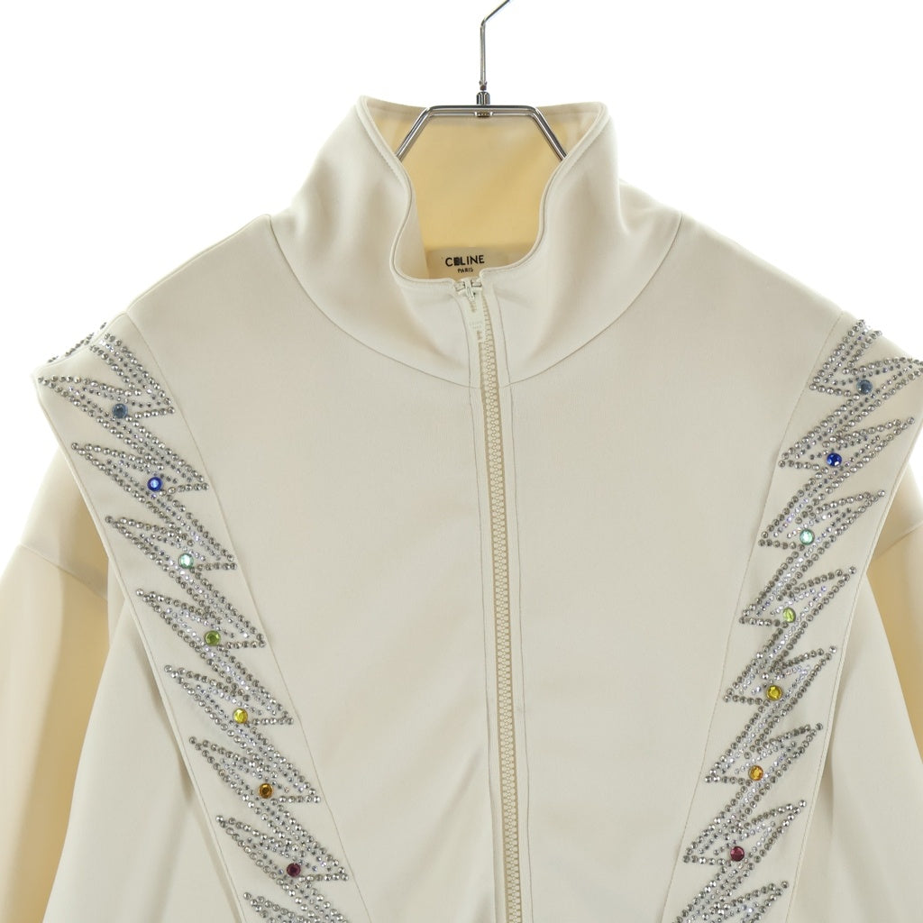 CELINE(セリーヌ) 23SS Embellished Jersey Track Jacket スタッズ ビジュー トラックジャケット ジャージ アイボリー 82Y73A121O.01XD 2Y73A121O.01XD