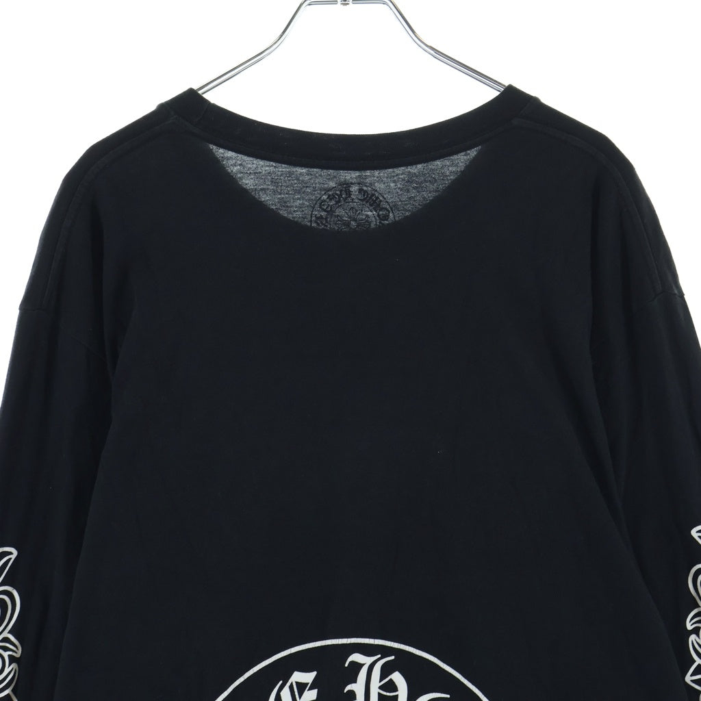 CHROME HEARTS(クロムハーツ) FLRL CRS HORSESHOE LS TEE アームフローラルクロス バックホースシュー クルーネック長袖Tシャツカットソー ブラック