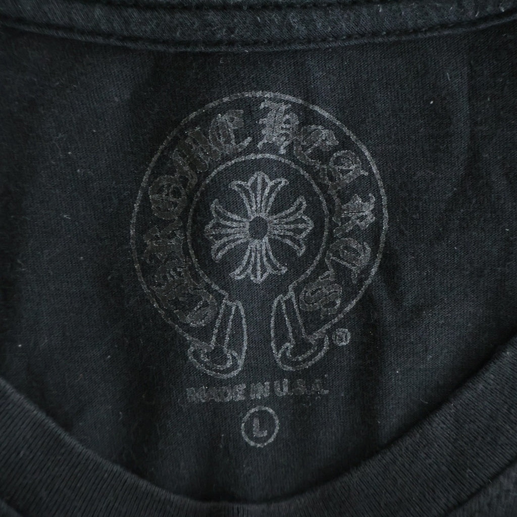CHROME HEARTS(クロムハーツ) FLRL CRS HORSESHOE LS TEE アームフローラルクロス バックホースシュー クルーネック長袖Tシャツカットソー ブラック