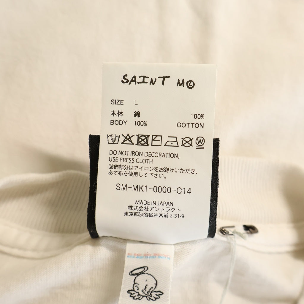 SAINT MICHAEL(セントマイケル) × Amy Winehouse SS T-SHIRT BACK TO BLK クルーネック半袖Tシャツカットソー ホワイト SM-MK1-0000-C14