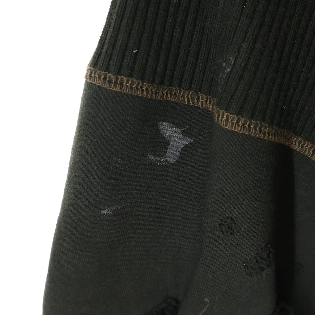 C.E(シーイー) PLAGUE WIDE RIB CUT ZIP HOODY プレグワイド リブ カット ダメージ加工 コットンジップアップフーディー パーカー カーキ CES23CS16