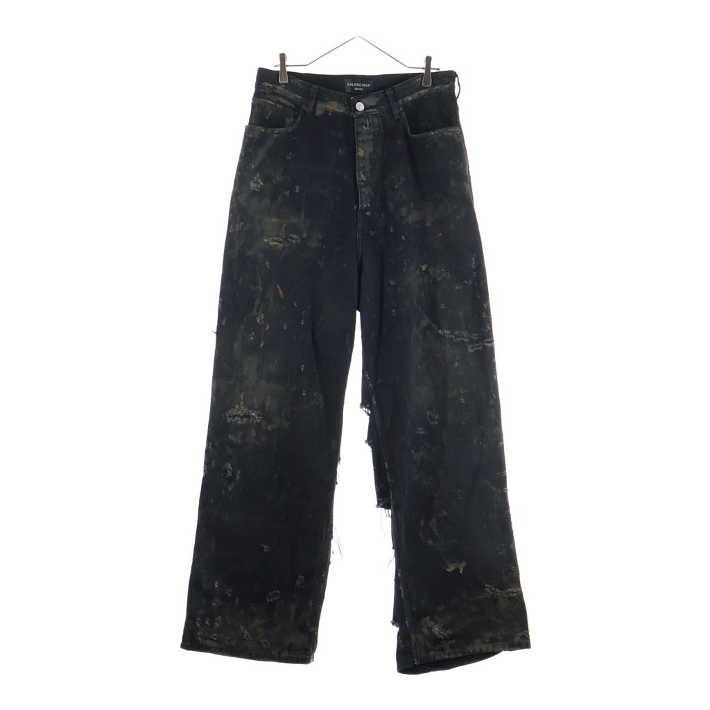 BALENCIAGA(バレンシアガ) 23SS SUPER DESTROYED BAGGY スーパーデストロイ加工 バギー デニム パンツ ブラック 745248 TBP47