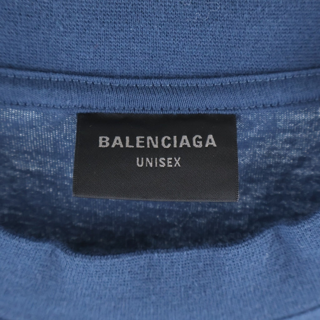 BALENCIAGA(バレンシアガ) BB Logo Tee ロゴ刺繍 クルーネック半袖Tシャツカットソー ネイビー 764235 TSVC9