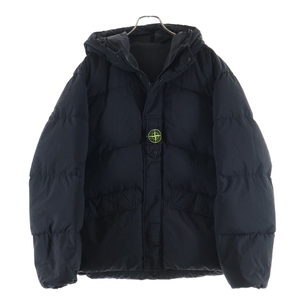 STONE ISLAND(ストーンアイランド) Reversible Real Down Jacket ナイロン メタル リバーシブル ジップアップフーディダウンジャケット ブラック 791542719