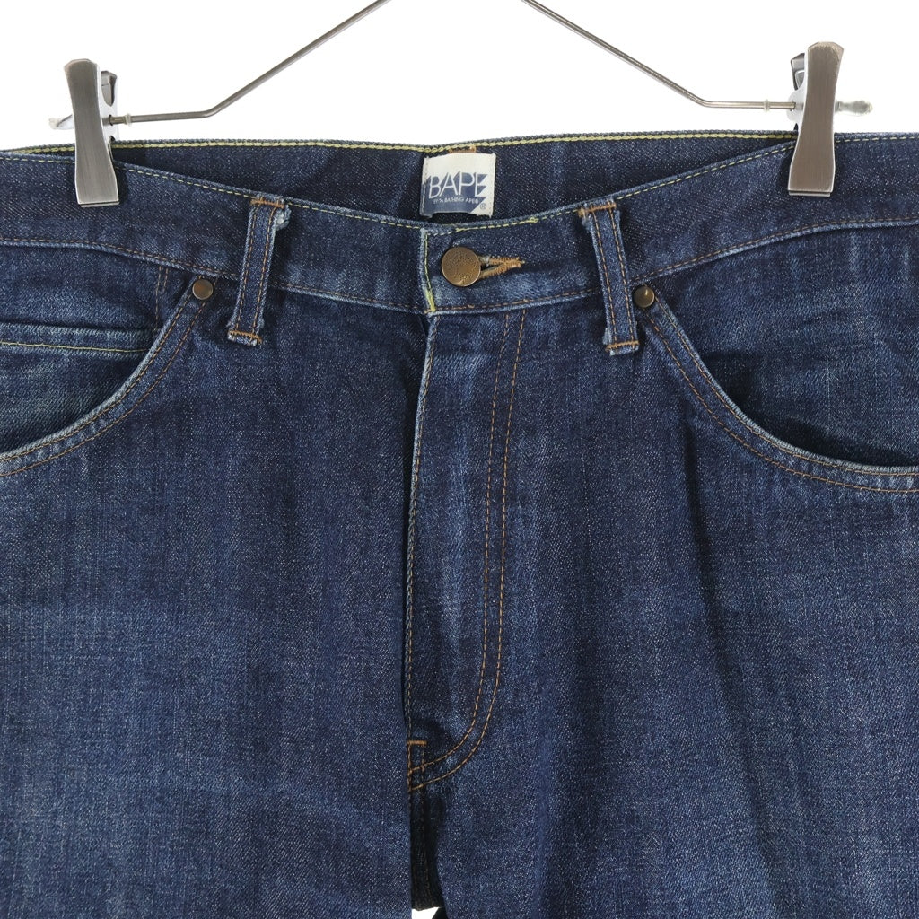 A BATHING APE(アベイシングエイプ) Logo Loose straight denim ロゴエンブロイダリー ルーズストレートデニム ジーンズ インディゴ