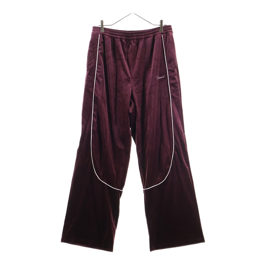 BREATH(ブレス) 25AW SCRIPT LOGO PIPING VELOUR TRACK PANTS スクリプトロゴ パイピング ベロア トラックパンツ バーガンディ BR25AW-P1003