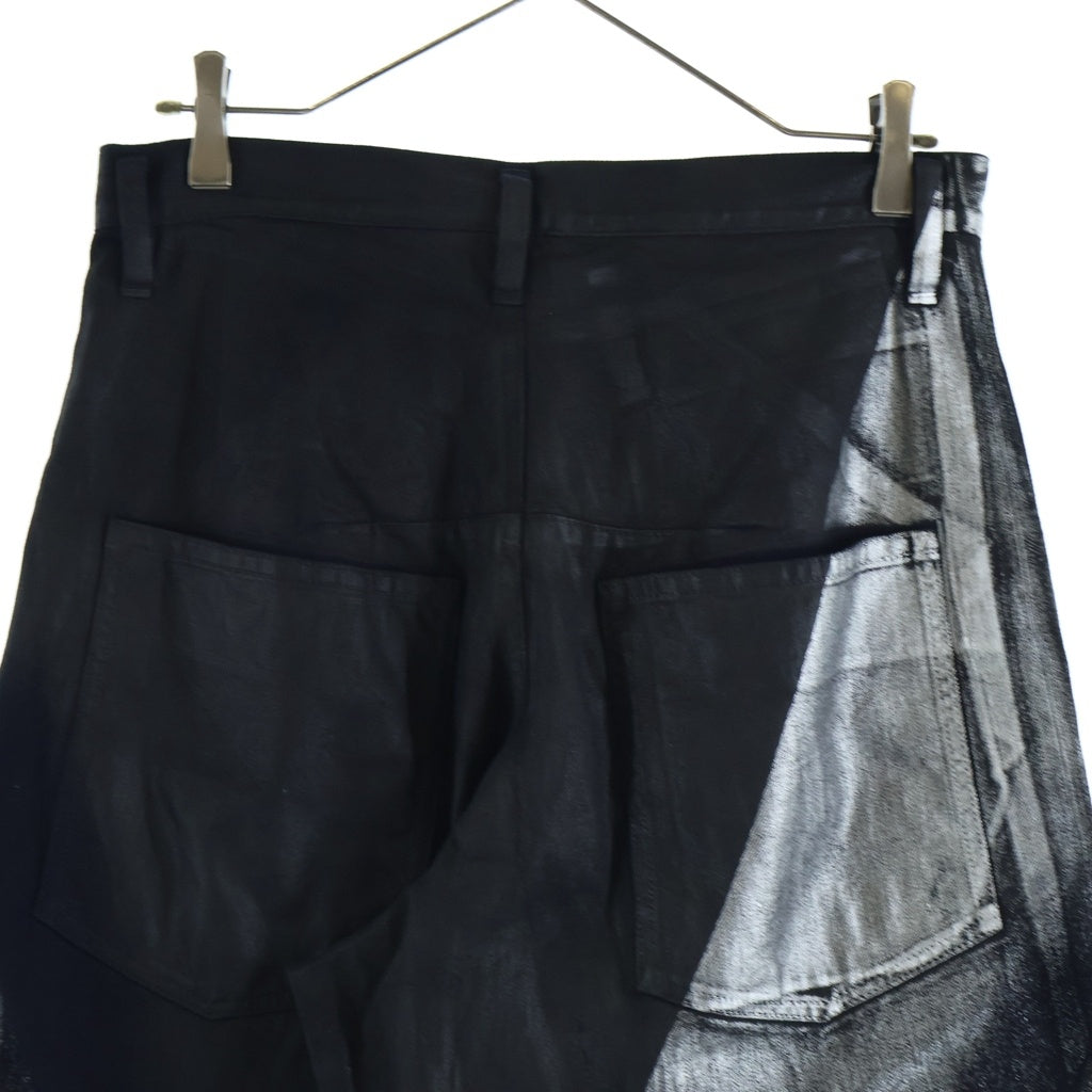Y's(ワイズ) 26SS 8OZ DENIM FOIL PRINT WORK PANTS 8オンス デニム フォイル プリント ワイドワークパンツ ブラック/シルバー YK-P04-006