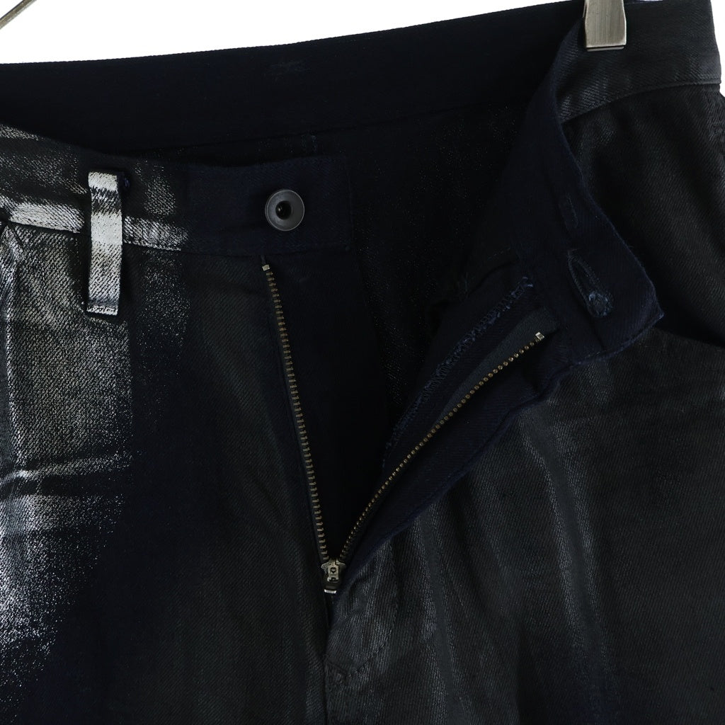 Y's(ワイズ) 26SS 8OZ DENIM FOIL PRINT WORK PANTS 8オンス デニム フォイル プリント ワイドワークパンツ ブラック/シルバー YK-P04-006