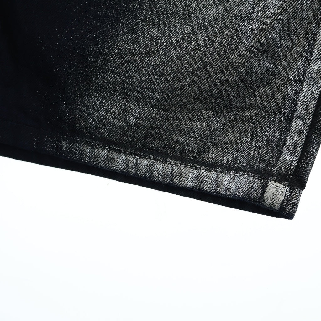 Y's(ワイズ) 26SS 8OZ DENIM FOIL PRINT WORK PANTS 8オンス デニム フォイル プリント ワイドワークパンツ ブラック/シルバー YK-P04-006