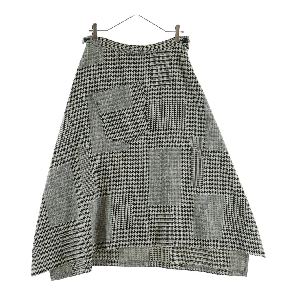 Y's(ワイズ) 22AW 千鳥格子 アシメチェック ロングフレアスカート ブラック/グレー レディース YV-S05-011