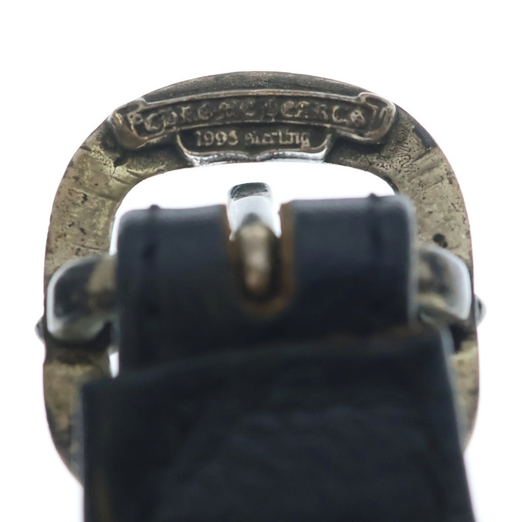 CHROME HEARTS(クロムハーツ) DOUBLE RR ダブルロックンロール ガンスリンガー レザーブレスレット ブラック／シルバー