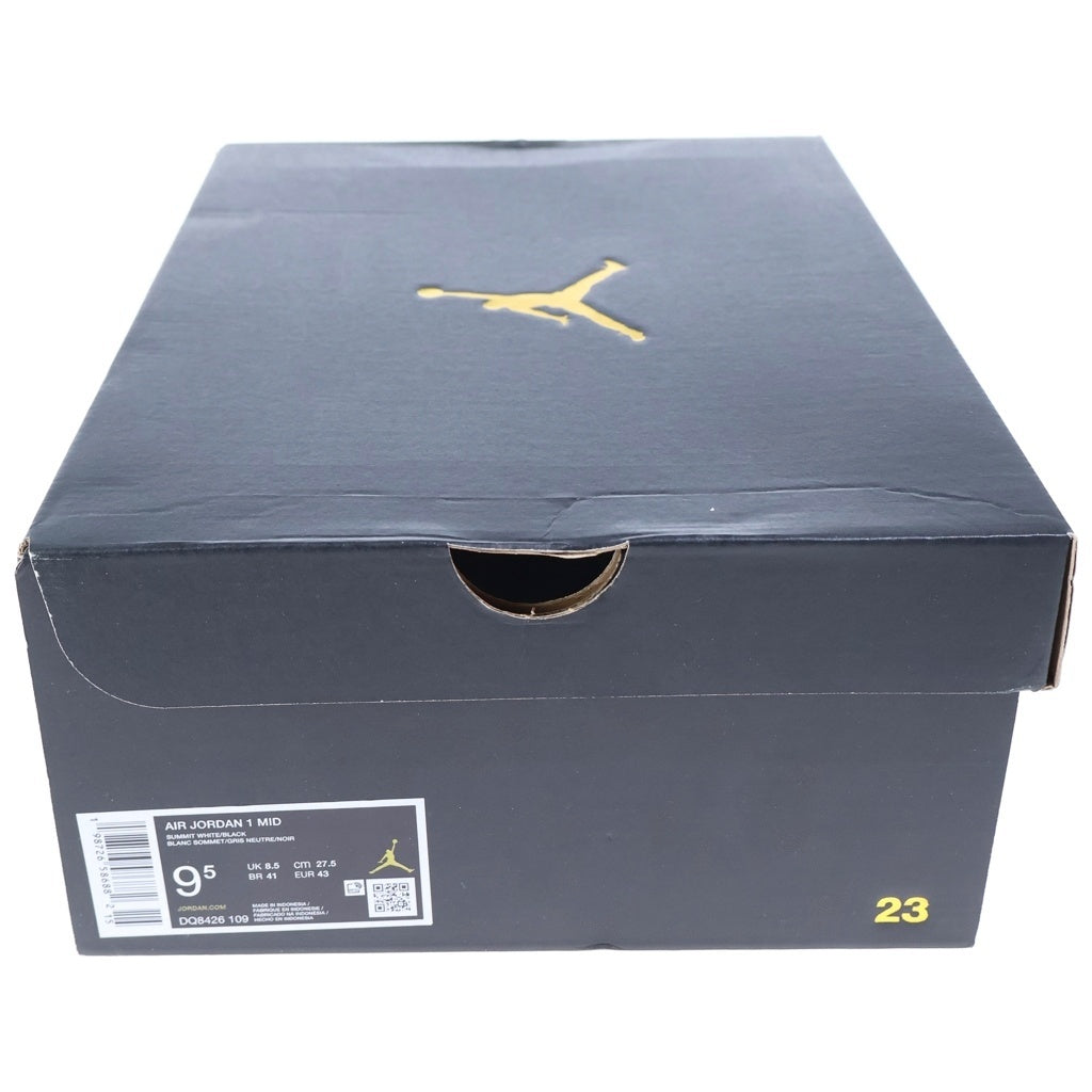 NIKE(ナイキ) Air Jordan 1 Mid Summit White/Neutral Grey エアジョーダン1 ミッド サミットホワイト/ニュートラルグレー ハイカットスニーカー US9.5/27.5cm ホワイト DQ8426ー109