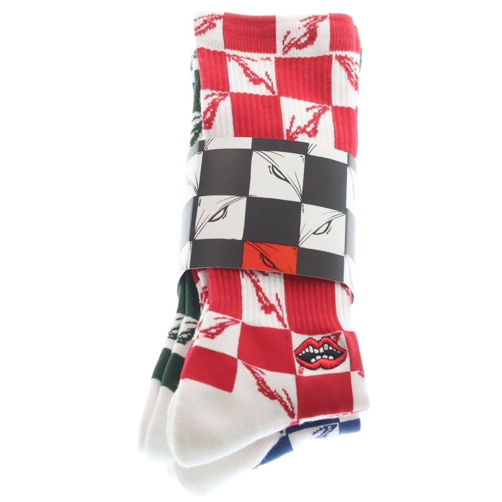 CHROME HEARTS(クロムハーツ) ×MATTY BOY 99 Eyes Chomper Socks 3PK Blue/Green/Red マッティボーイ 99アイズ チョンパー ソックス 3パック 靴下 ブルー/グリーン/レッド