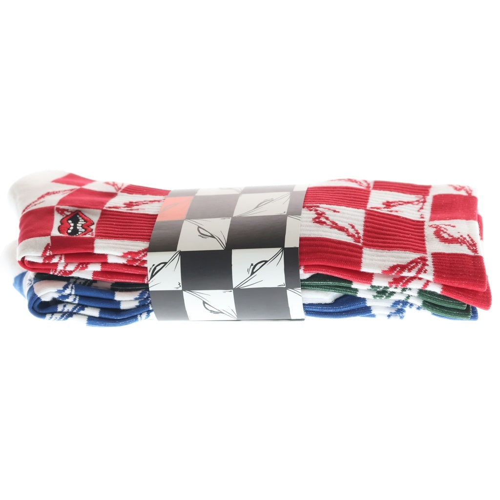 CHROME HEARTS(クロムハーツ) ×MATTY BOY 99 Eyes Chomper Socks 3PK Blue/Green/Red マッティボーイ 99アイズ チョンパー ソックス 3パック 靴下 ブルー/グリーン/レッド