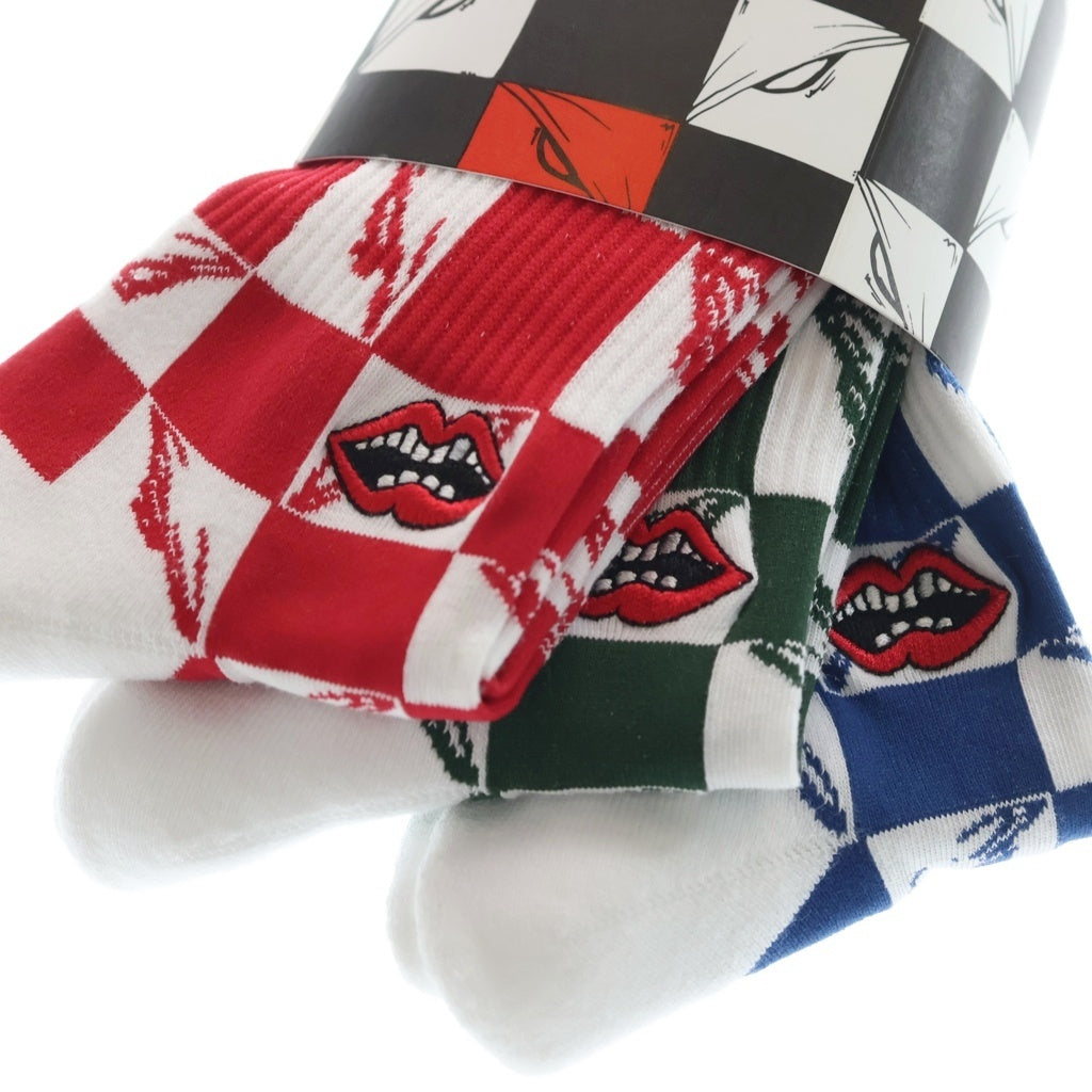 CHROME HEARTS(クロムハーツ) ×MATTY BOY 99 Eyes Chomper Socks 3PK Blue/Green/Red マッティボーイ 99アイズ チョンパー ソックス 3パック 靴下 ブルー/グリーン/レッド