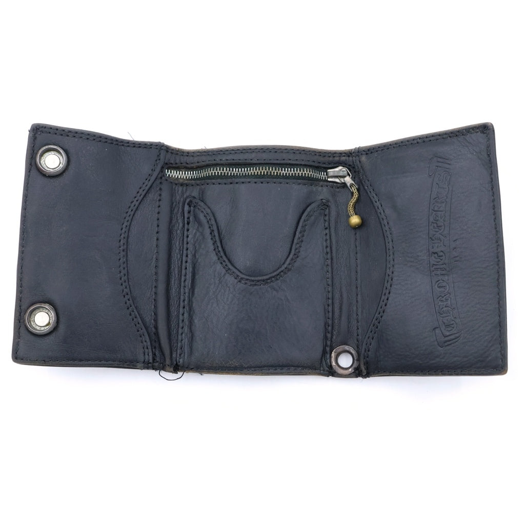 CHROME HEARTS(クロムハーツ) 3FOLD 3フォールド ハートボタン レザーウォレット 財布 ブラック