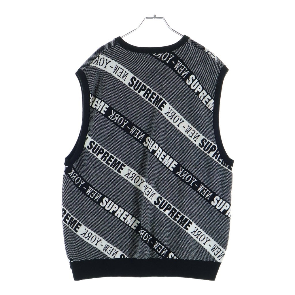 SUPREME(シュプリーム) 22SS Stripe Sweater Vest ストライプロゴデザイン Vネックニットベスト グレー