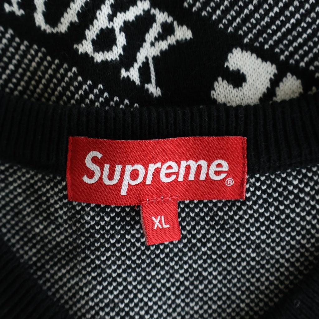 SUPREME(シュプリーム) 22SS Stripe Sweater Vest ストライプロゴデザイン Vネックニットベスト グレー