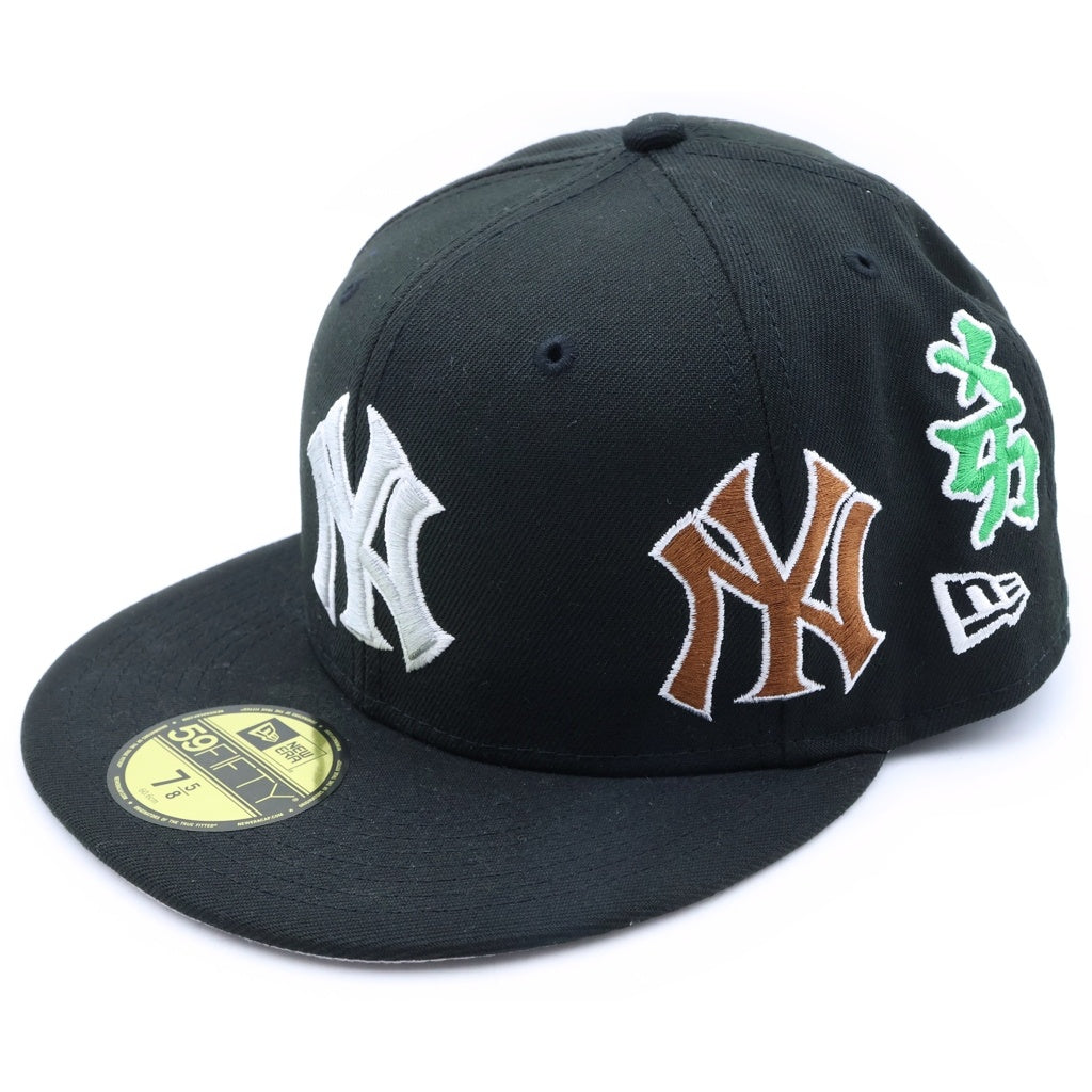 SUPREME(シュプリーム) 22AW ×NEW ERA New York Yankees ×ニューエラ マルチロゴ刺繍 ベースボールキャップ 帽子 ブラック
