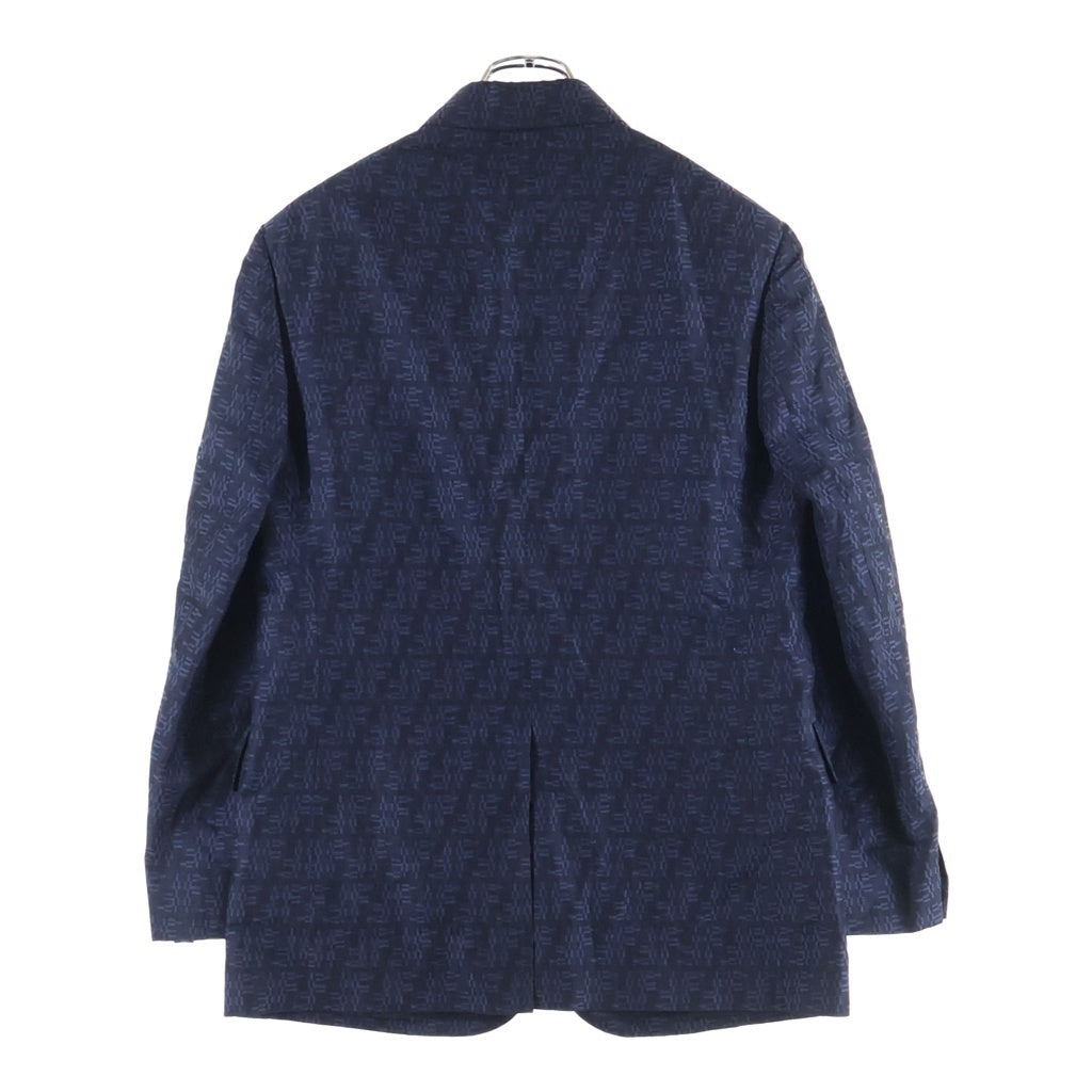 FENDI(フェンディ) ウール混 FF総柄 テーラードジャケット ネイビー FJ0768 ASCP