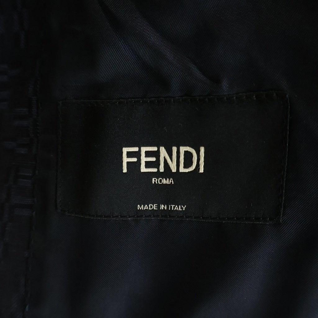 FENDI(フェンディ) ウール混 FF総柄 テーラードジャケット ネイビー FJ0768 ASCP