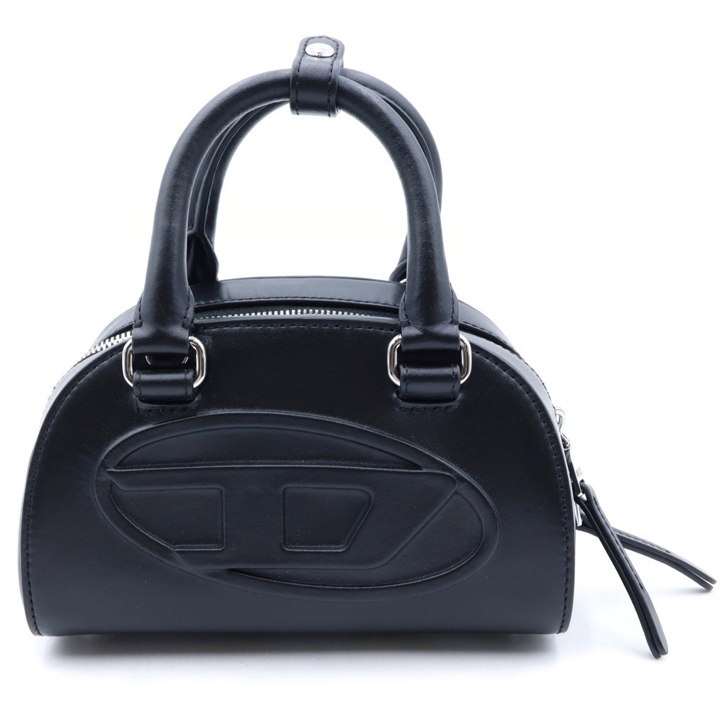 DIESEL(ディーゼル) 1DR DOME エンボスロゴ レザー2WAY クロスボディバッグ ブラック