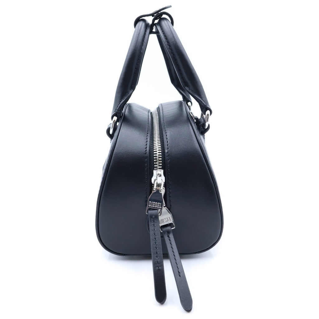 DIESEL(ディーゼル) 1DR DOME エンボスロゴ レザー2WAY クロスボディバッグ ブラック