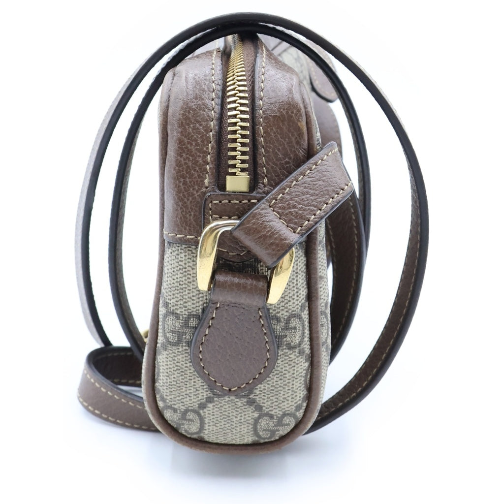 GUCCI(グッチ) オフィディア GGスプリーム シェリーライン ロゴ総柄 ショルダーミニバッグ ブラウン 517350