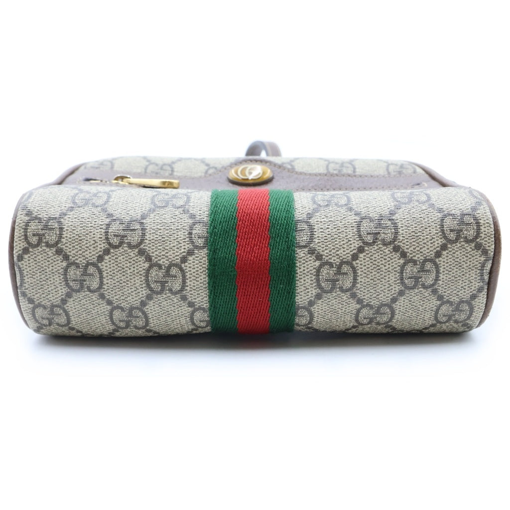 GUCCI(グッチ) オフィディア GGスプリーム シェリーライン ロゴ総柄 ショルダーミニバッグ ブラウン 517350