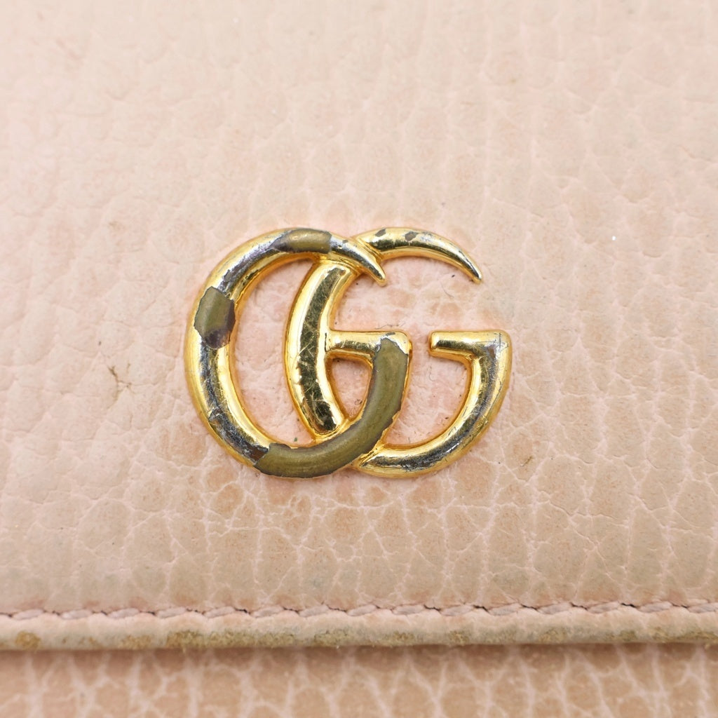 GUCCI(グッチ) GGマーモント レザーコンパクトウォレット 2つ折り財布 ピンク 456122 レディース
