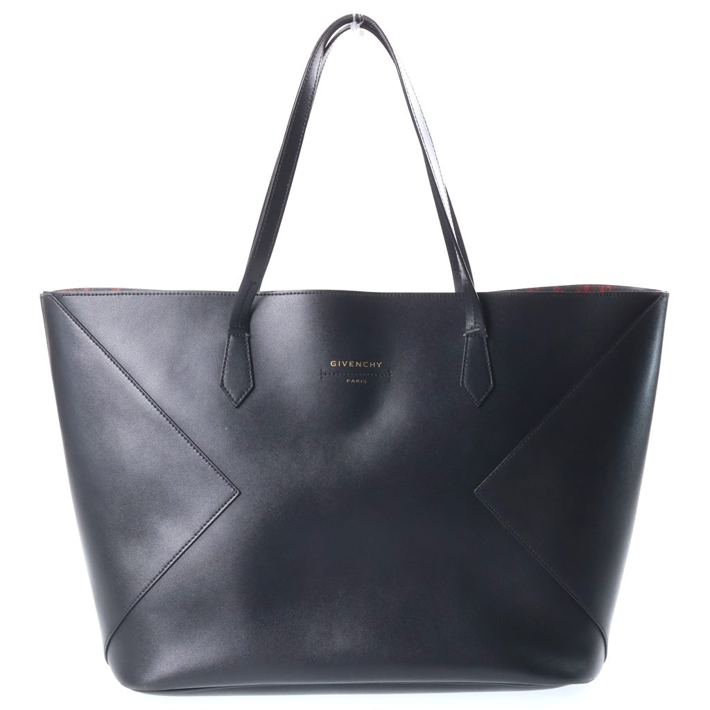 GIVENCHY(ジバンシィ) フロントロゴプリント 総柄チェーンプリント レザートートバッグ ブラック レディース