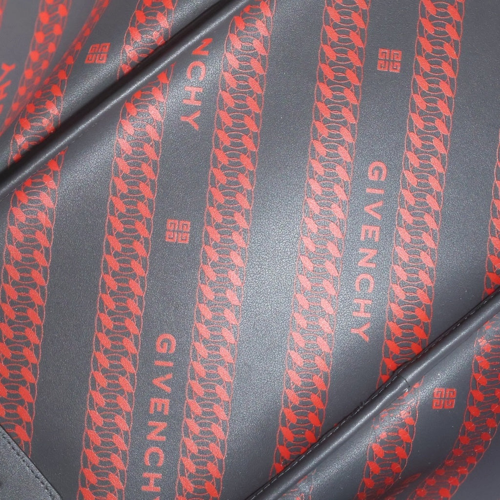 GIVENCHY(ジバンシィ) フロントロゴプリント 総柄チェーンプリント レザートートバッグ ブラック レディース