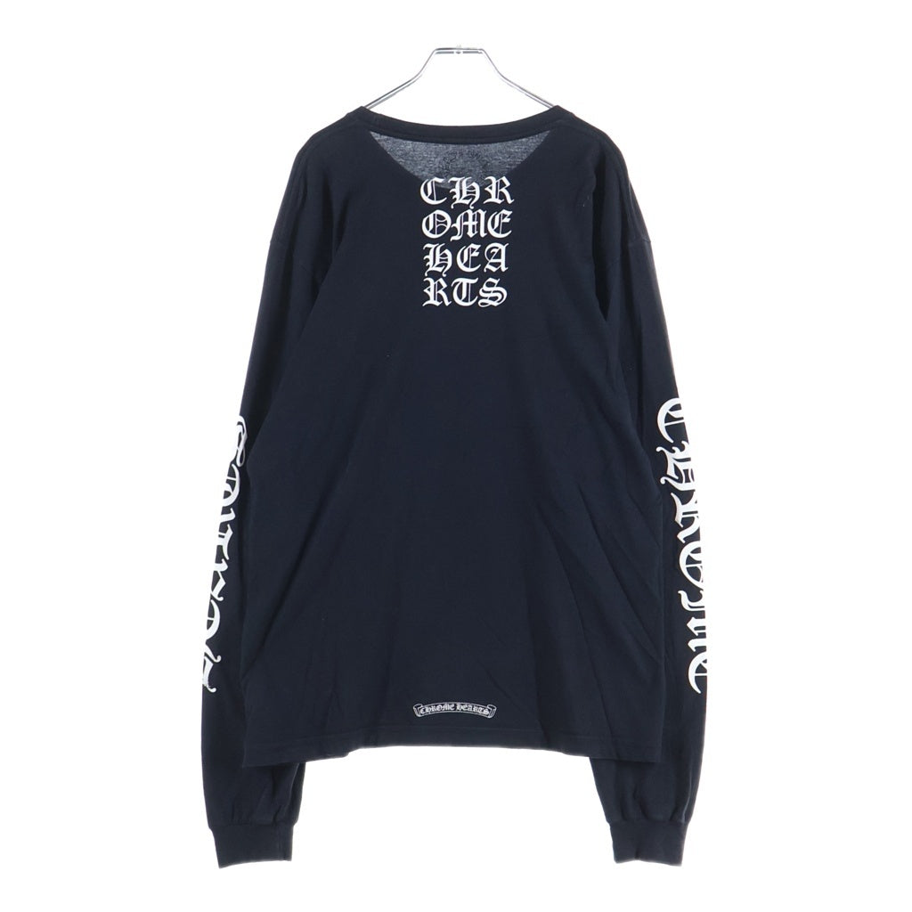 CHROME HEARTS(クロムハーツ) Vertical L/S T-Shirt ヴァーティカルロゴ 両面プリント アームロゴプリント クルーネック長袖Tシャツカットソー ブラック