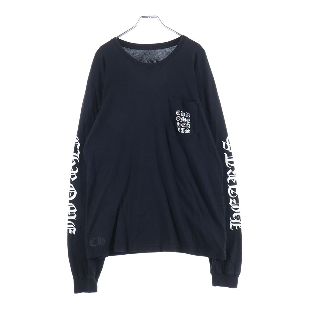CHROME HEARTS(クロムハーツ) Vertical L/S T-Shirt ヴァーティカルロゴ 両面プリント アームロゴプリント クルーネック長袖Tシャツカットソー ブラック